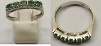 Goldschmuck 14K 585er Gold Weißgold Goldring mit Smaragd Damenring Smaragdring -