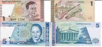 Kirgisistan 1 5 Som Banknote Geldscheine 1 und 5 Som (unc) 2 Scheine -