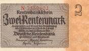 Deutsches Reich Deutschland Weimarer Republik 2 Rentenmark Rentenbankschein KN 7stellig, rot, Serie N -