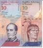 Venezuela 10 Bolivares Banknote Geldscheine 10 Bolivares 2014 und 2018 (2 Scheine) -