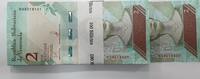 Venezuela 2 Bolivares , 100 Stück Original Bündel Bandrolle, 100 aufeindanderfolgende Nummer, Seriendruck -