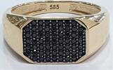 Goldschmuck, Gelbgold 14K 858er Gold Ring mit schwarzen Steinen Goldring -