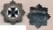 Deutsches Reich Deutschland Orden Replik, Sammleranfertigung Ehrenzeichen Deutsches Kreuz, Miniaturform, mit Anstecker -