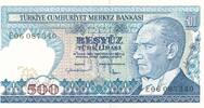 Türkei Türkiye 500 Lira 6.Emisyon 1.Tertip 500 Türk Lirasi Serie: E06087340 -
