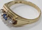 Goldschmuck, Gelbgold vintage 14K 858er Gold Ring mit Brillant Brillantring Goldring 0,24 Ct Saphir -