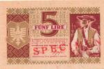 Deutschland Drittes Reich Slowenien 5 Lire Deutsche Besatzung II.Weltkrieg-Laibach, Specimen -