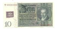 DDR 10 Reichsmark Sowjetische Besatzungszone: Kuponausgabe, KN T, rot, Erh.:I -