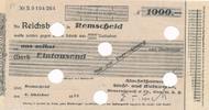 Remscheid 1000 Mark Lohnscheck, Fa. Stachelhauser, Lochentwertet, Nr. D. 9 104264 -