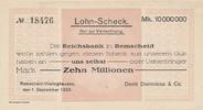 Remscheid-Vieringhausen 10 Millionen Mark Lohnscheck d. Reichsbank, David Dominicus & Co -