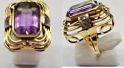Goldring 585 er Gold Ring 14 Karat Gelbgold Amethyst Diamant Amethystring -