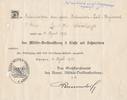 Bayern Orig. Verleihungsurkunde des Bayer. Militär-Verdienstkreuz 3. Klasse m.Schwerter -