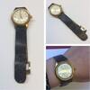 Uhr Handaufzug Herrenuhr Armbanduhr Uhr funktionsfähig mit Lederarmband -