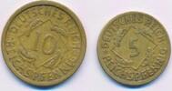 Deutsches Reich Deutschland Weimarer Republik 5, 10 Rentenpfennig 2x Münzen -