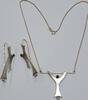 Goldschmuck, Silberschmuck , Set 585er Gold+ 925er Silber Collier+ Ohrringe mit Saphir und Blautopas Handarbeit -