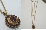 Goldschmuck Kette+Anhänger, 333er und 585er Gold, Granatschmuck, Granat -