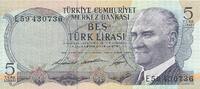 Türkei Türkiye 5 Lira 6. Emisyon 5 Türk Liarsi 1. Tertip -