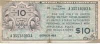 USA - Vereinigte Staaten v. Amerika $ 10 Dollars Banknote - Military Payment Certificates Series 461 -