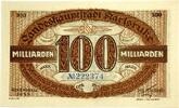 Deutschland Deutsches Reich 100 Milliarden Mark Notgeld Notgeldschein, Gutschein, der Stadt Karlsruhe, Baden Württemberg -