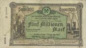 Deutschland Deutsches Reich 5 Millionen Mark Notgeld Notgeldschein, HEINISCHE STAHLWERKE in DUISBURG - MEIDERICH -
