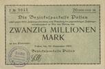 Deutschland, Deutsches Reich 20 Millionen Mark Notgeld, Bezirkssparkasse Passau, Stempel: Deutsche Giroverbände München -