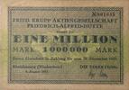 Deutschland, Deutsches Reich 1 Million Mark Notgeld, Notgeldschein, Gutschein, Rheinhausen, Niederrhein, Fried.Krupp AG -