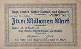 Deutschland, Deutsches Reich 2 Millionen Mark Notgeldschein, Gutschein, Halle, Hugo Stinnes-Riebeck Montan und Oelwerke A.G. -