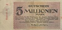 Deutschland, Deutsches Reich 5 Millionen Mark Notgeld, Notgeldschein, Hamborn - August Thyssen-Hütte -