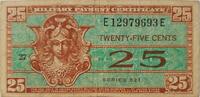 USA Military Payment Certificate 25 Cents Banknote -