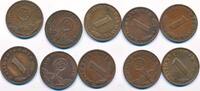 Deutschland Drittes Reich, Deutsches Reich 10 x 1 Pfennig Münzen Lot -
