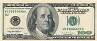 USA - Vereinigte Staaten v. Amerika $ 100 Dollars Radarschein, KN: AB 89666698 K B2 -
