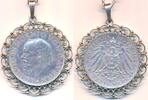 Deutschland, Bayern, Deutsches Reich, Kaiserreich 3 Mark 835 er Silber Kette + Münzanhänger, Ludwig III -