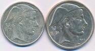 Belgien 20, 50 Francs 2x Silber Münzen -