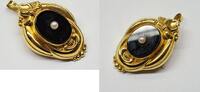 Anhänger Biedermeier 333 Gold 8 Kt Brosche Antik Goldanhänger Onyx Perle -