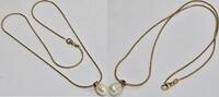 Goldschmuck Gelbgold 14K Gold 585er Gold Kette Collier mit Anhänger Akoya Perle Schlangenkette -