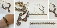 Antikes Granatarmband 585er Gold (14 K) und Collier aus Granat Granatschmuck Set -