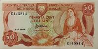 Zypern 50 Cents Banknote Kıbrıs Merkez Bankası -