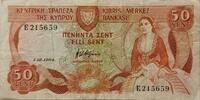 Zypern 50 Cents Banknote Kıbrıs Merkez Bankası -