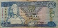 Zypern 20 Pound Lira Banknote Kıbrıs Merkez Bankası -