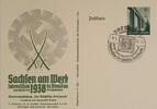 Drittes Reich Deutschland AK Propaganda 2. Weltkrieg Ganzsache/ Ansichtskarte, Postkarte Dresden, Sachsen am Werk Jahresschau 1938 -