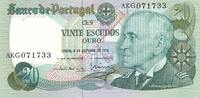 Portugal 20 Escudos Banknote Portugal 20 Escudos -