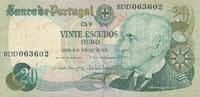 Portugal 20 Escudos Banknote Portugal 20 Escudos -