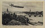 Drittes Reich Deutschland AK Propaganda 2. Weltkrieg Ansichtskarte, Postkarte Sachsenhausen Frankfurt Main, Zeppelin Hindenburg -
