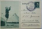 Drittes Reich Deutschland AK Ansichtskarte, 2. Weltkrieg, Propaganda Feldpostkarte zum Reichsparteitag, Ganzsache Nürnberg, HJ Pimpf bläst zum Apell -