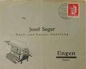 Drittes Reich Deutschland Briefumschlag, 2. Weltkrieg Engen(Baden) Land, Josef Seger Buch- und Papier-Handlung -