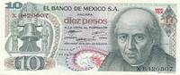 Mexiko 10 Pesos Geldschein Banknote Diez Pesos Mexico -