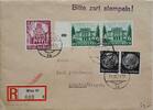 Österreich, Drittes Reich Deutschland Briefumschlag, R-Brief 2. Weltkrieg Wien, Winterhilfswerk, Reichsmesse Leipzig, Bitte zart stempeln Sonderstempel -