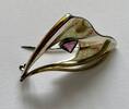 Bicolour Brosche mit Amethyst 925er Sterling Silber Silberschmuck -