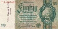 Deutschland Weimarer Republik 3. Reich Luxemburg 50 Reichsmark Reichsbanknote mit luxemburgischem Gemeinde-, Post-, Sparkassenstempel, KN 8Stellig Serie A/F -