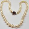 14K 585er Gold Akoya Perlencollier Perlen Kette Perlenkette Rubin Verschluß -