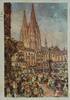 Deutschland, Drittes Reich, 2. Weltkrieg AK Ansichtskarte, Ganzsache, Propaganda Postkarte, Kölner Dom, Berlin SO16, Tag der Briefmarke, Kölner Karneval -